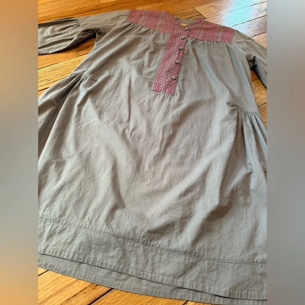 Roberta Roller Rabbit Brown/Pink Embroidered Cotton Shirt Dress Women’s Size S - Picture 10 of 16